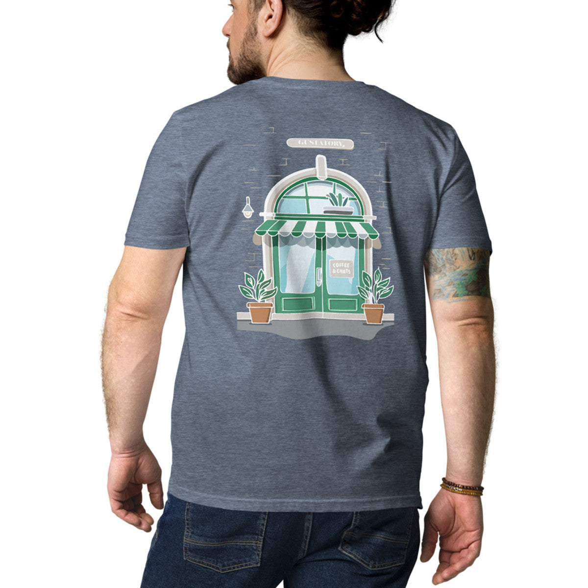 GUSTATORY Coffee &amp; Chats Organic Cotton Embroidered T-Shirt