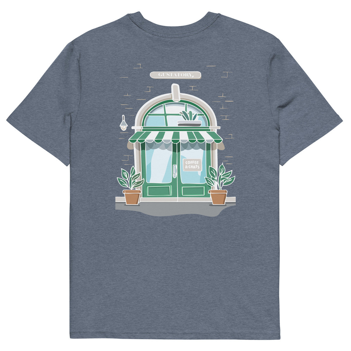 GUSTATORY Coffee &amp; Chats Organic Cotton Embroidered T-Shirt