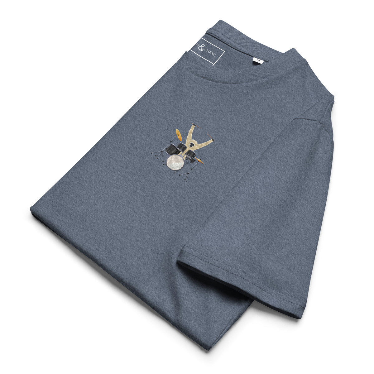 The Drummer Monkey Organic Cotton Embroidered T-Shirt