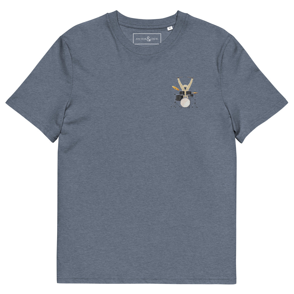 The Drummer Monkey Organic Cotton Embroidered T-Shirt