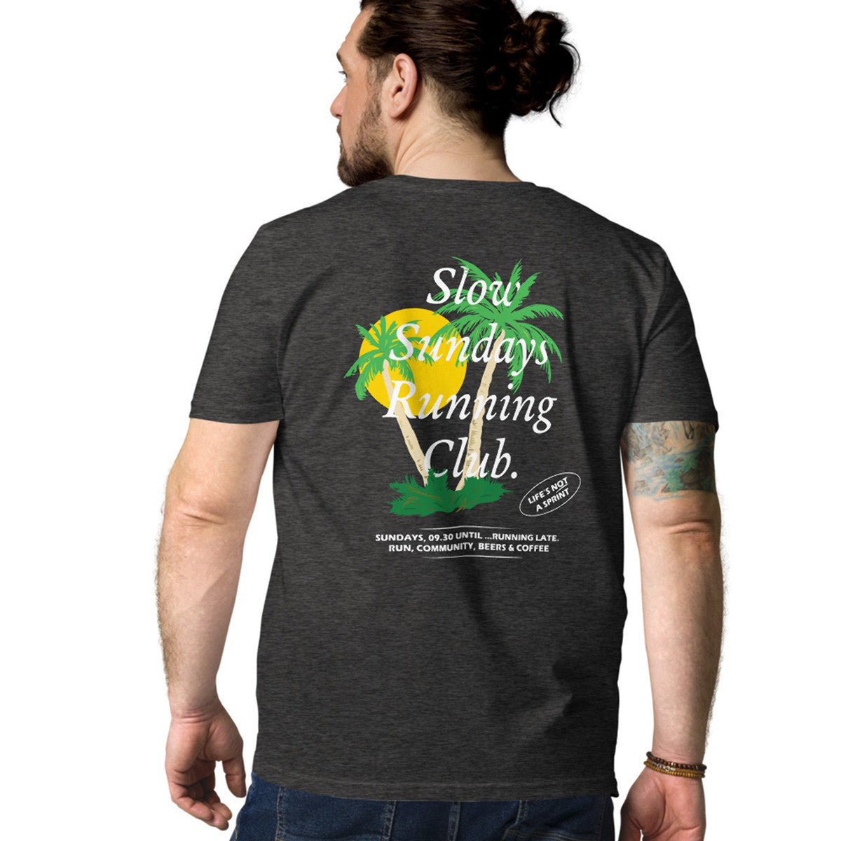 Palm Tree Slow Sundays Running Club Organic Cotton T-Shirt