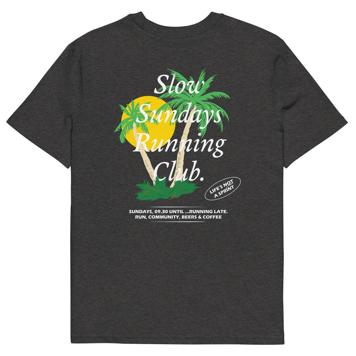 Palm Tree Slow Sundays Running Club Organic Cotton T-Shirt