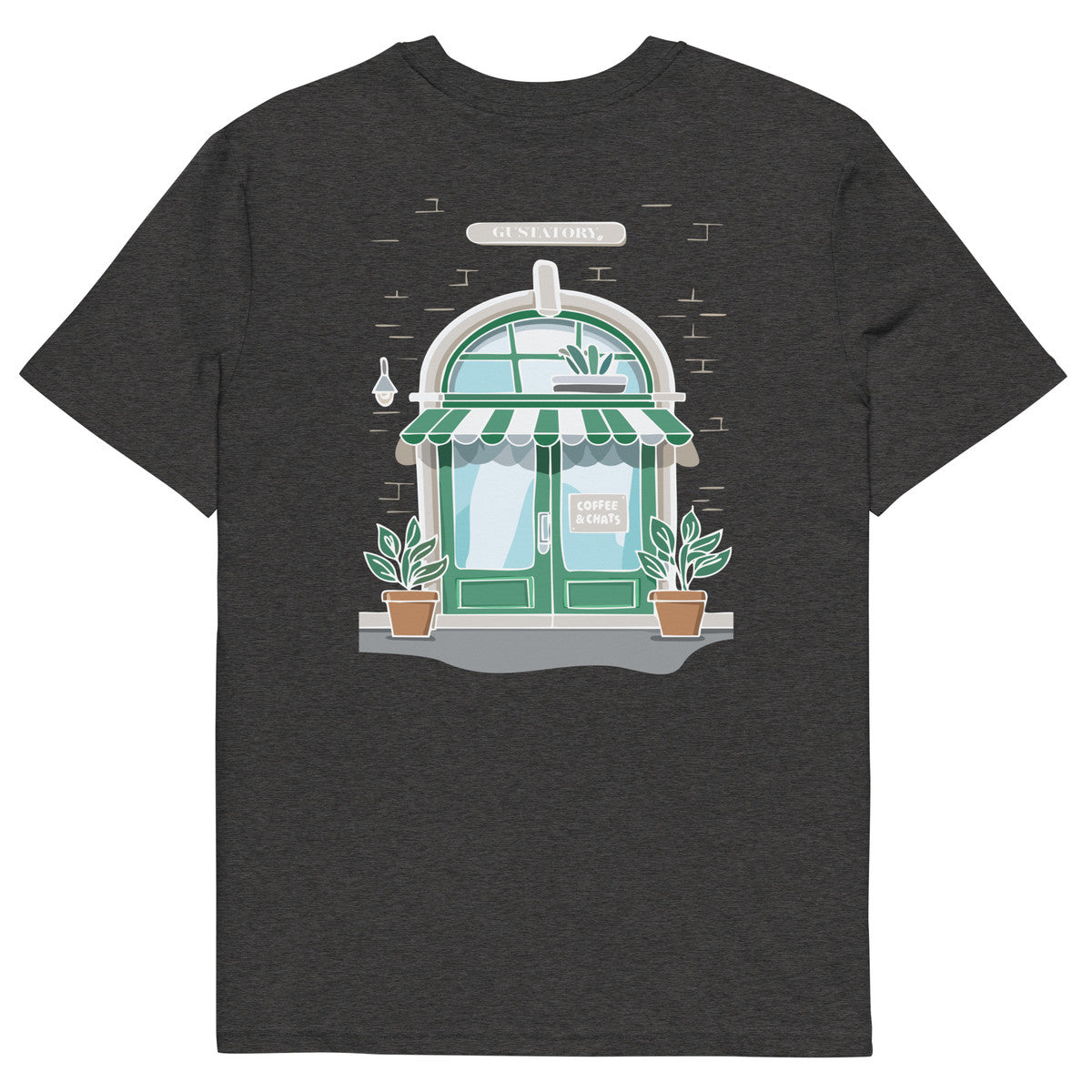 GUSTATORY Coffee &amp; Chats Organic Cotton Embroidered T-Shirt
