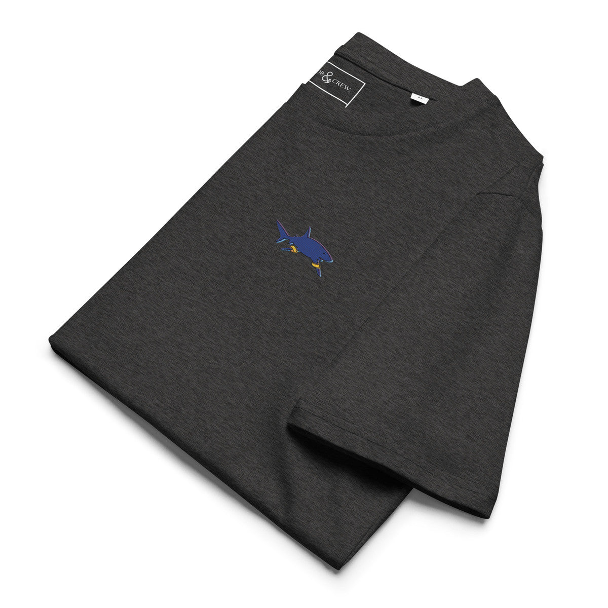 Shark Gone Swimming In The Wild Organic Cotton Embroidered T-Shirt