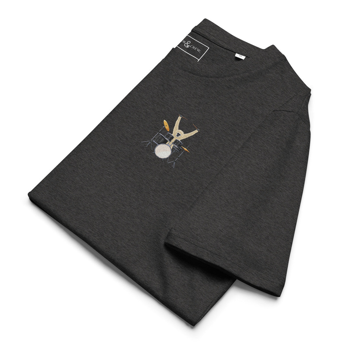 The Drummer Monkey Organic Cotton Embroidered T-Shirt