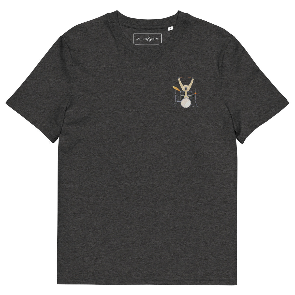 The Drummer Monkey Organic Cotton Embroidered T-Shirt