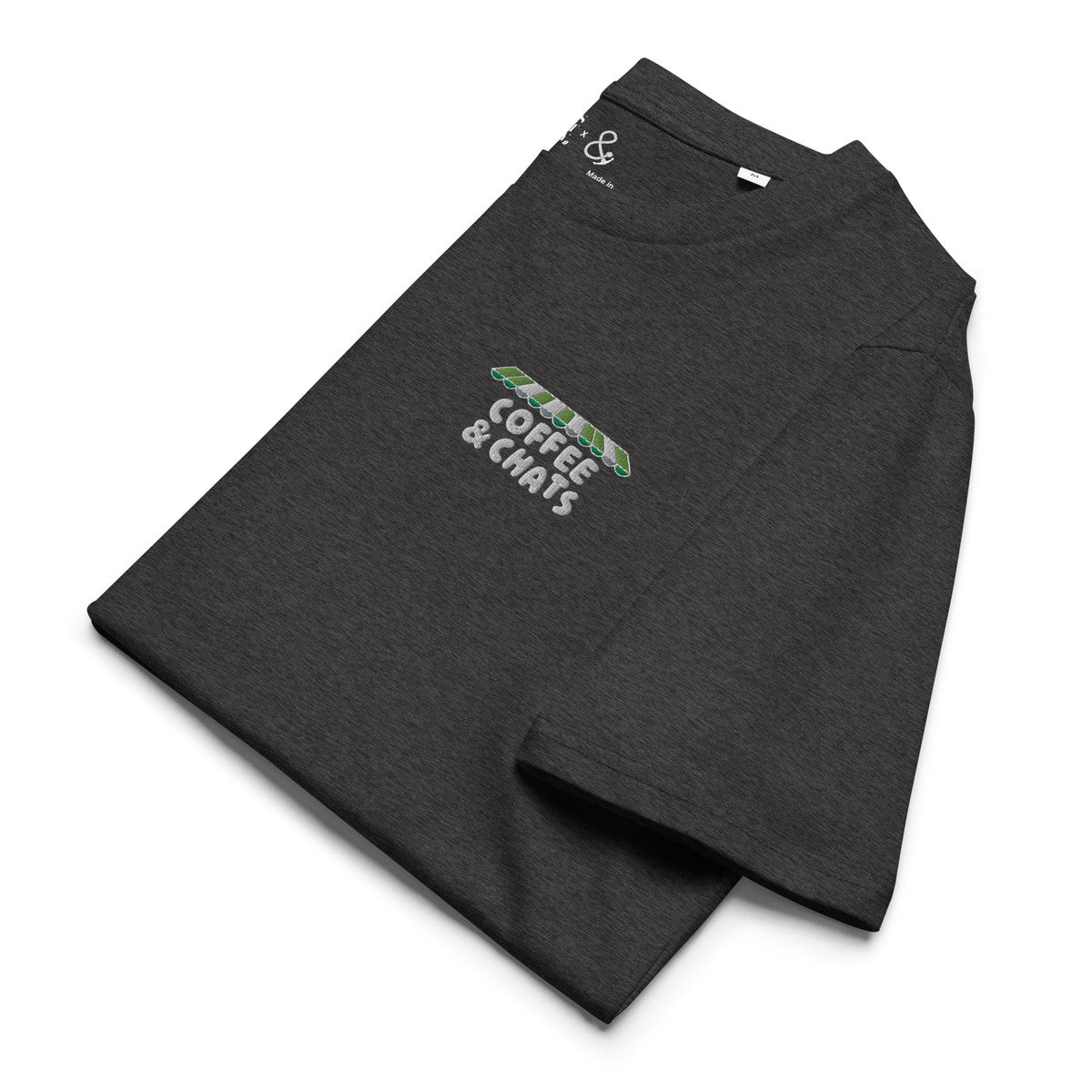 GUSTATORY Coffee &amp; Chats Organic Cotton Embroidered T-Shirt