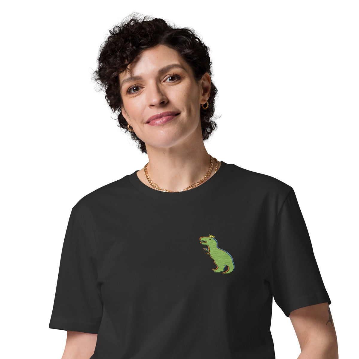 T-Rex Snap Dancin' In The Wild Organic Cotton Embroidered T-Shirt