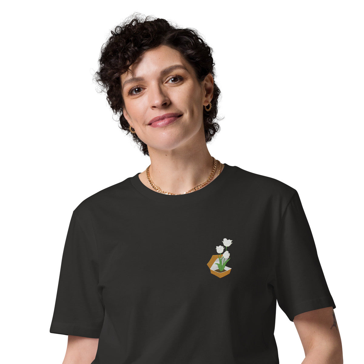 Tulip Garden Dystopia Organic Cotton Embroidered T-Shirt