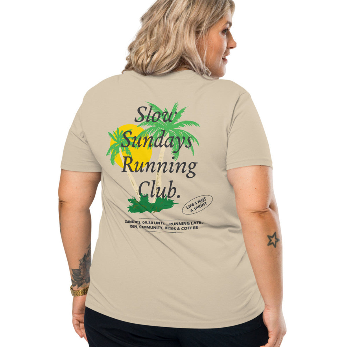 Palm Tree Slow Sundays Running Club Organic Cotton T-Shirt