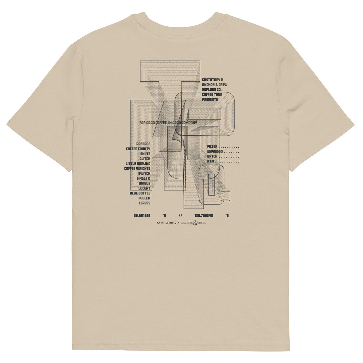 GUSTATORY Tokyo Coffee Scene Organic Cotton Embroidered T-Shirt