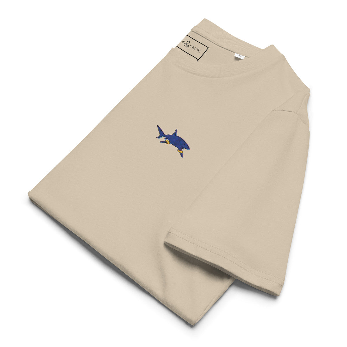 Shark Gone Swimming In The Wild Organic Cotton Embroidered T-Shirt