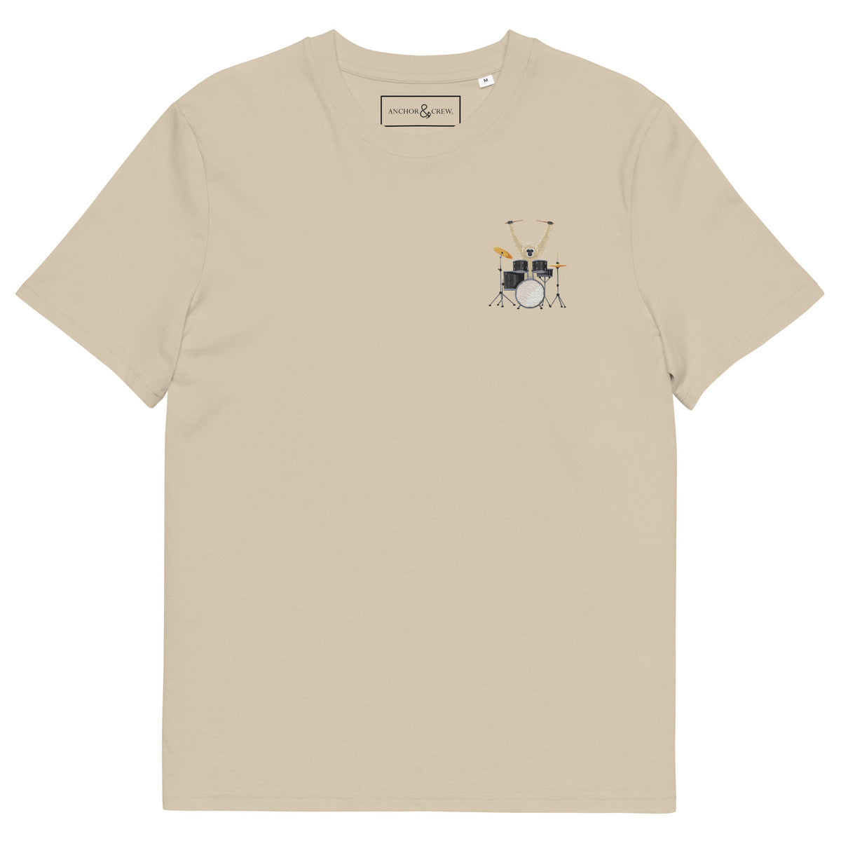 The Drummer Monkey Organic Cotton Embroidered T-Shirt