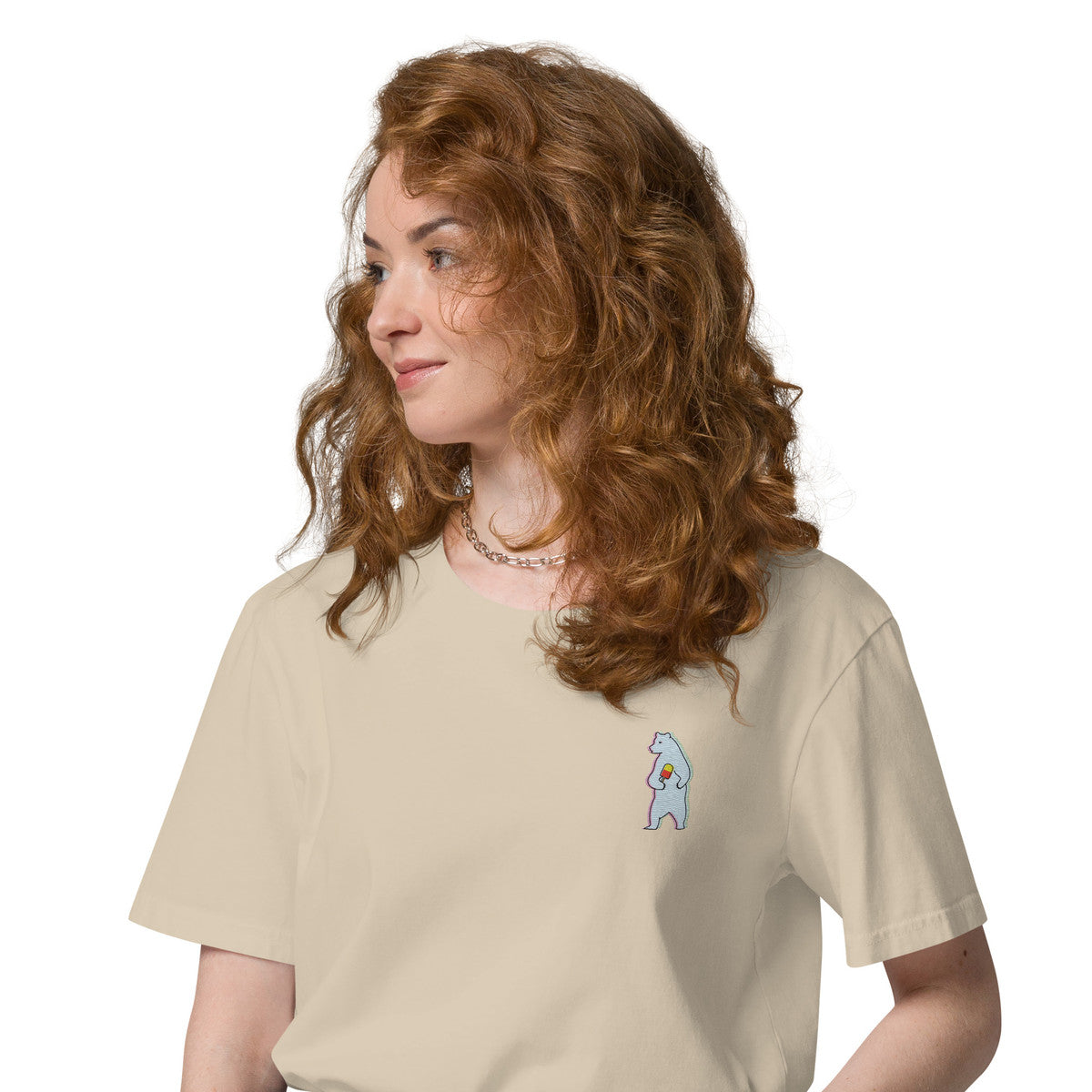 Polar Bear Day Out In The Wild Organic Cotton Embroidered T-Shirt