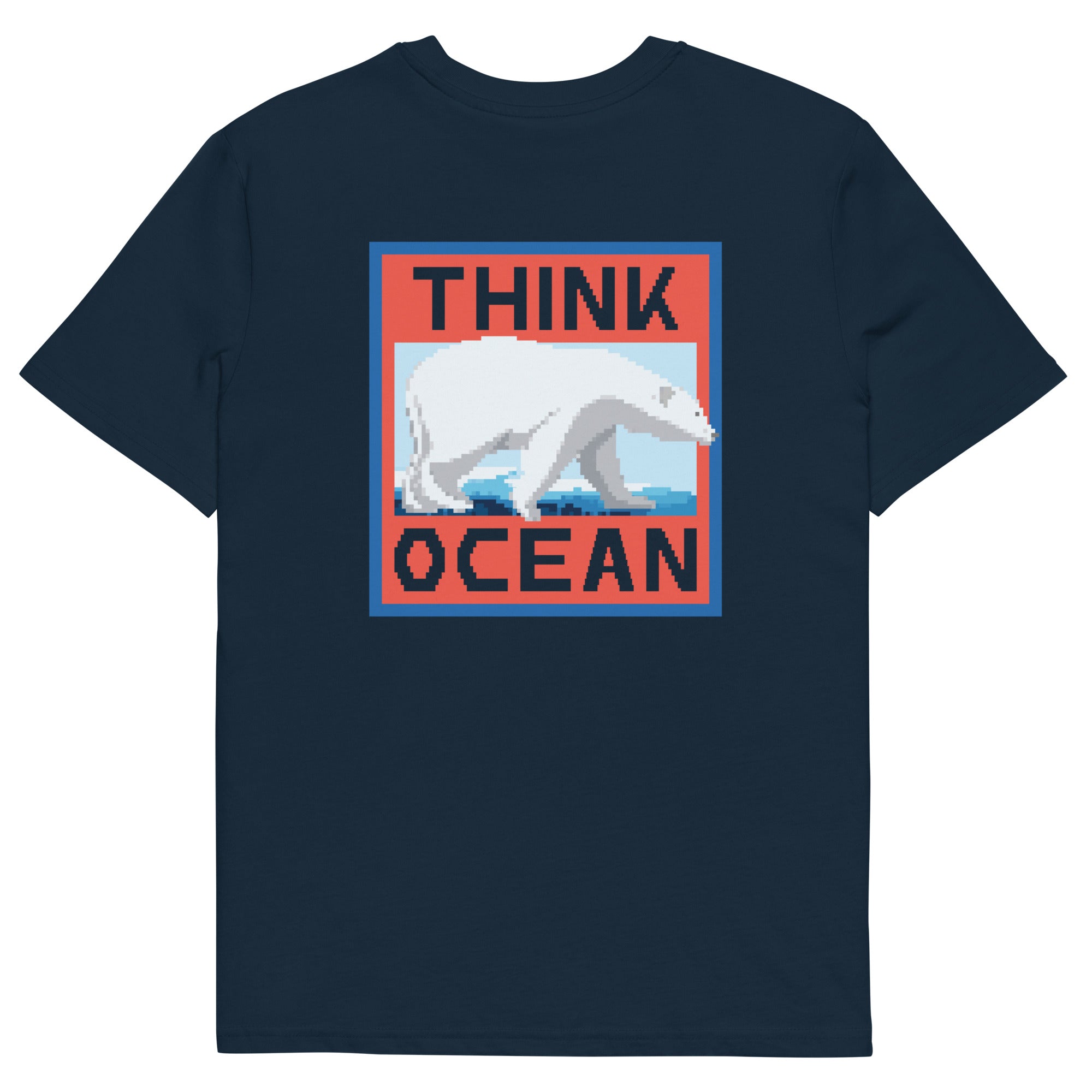 Think Ocean Polar Bear Pixel Art Organic Cotton T-Shirt
