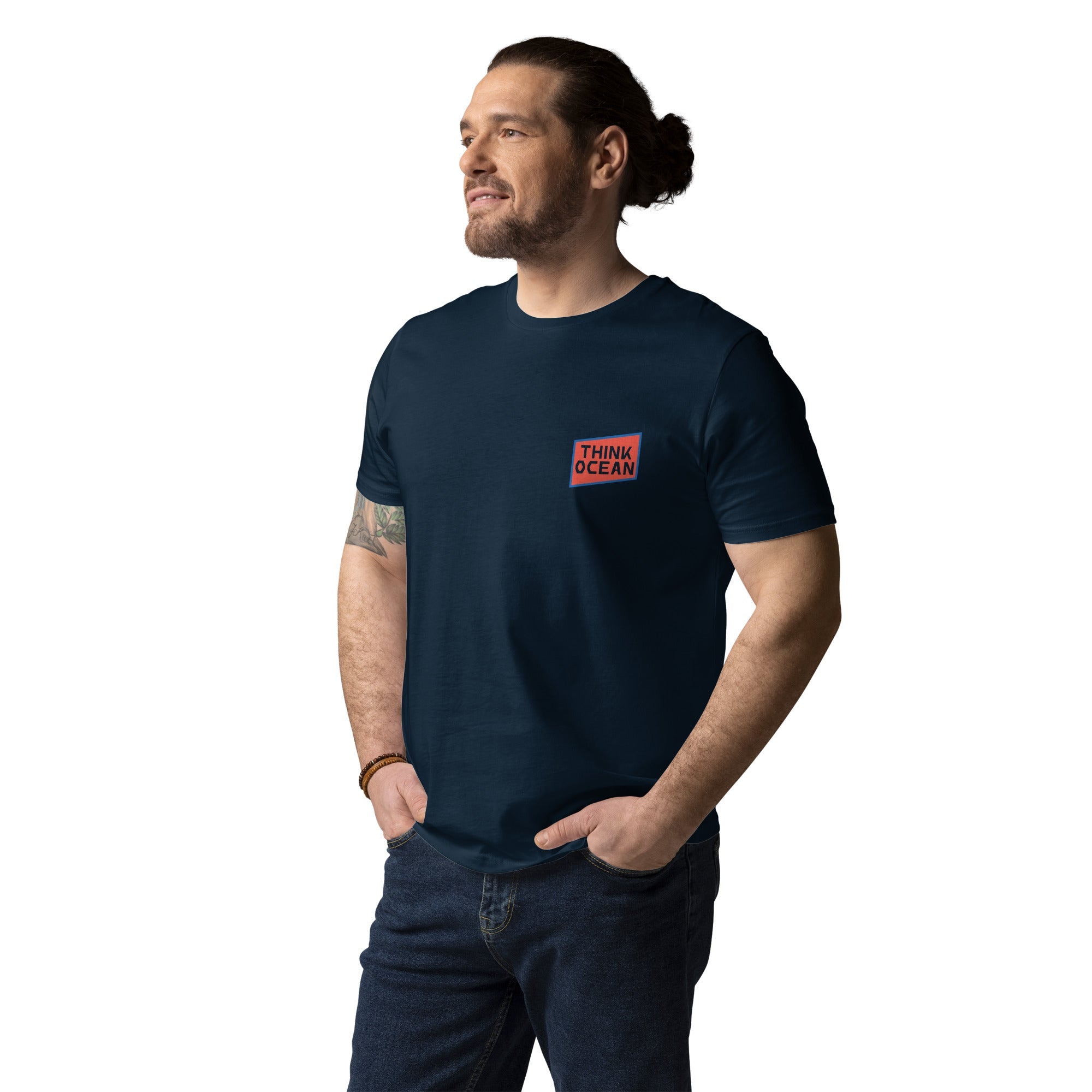 Think Ocean Polar Bear Pixel Art Organic Cotton T-Shirt