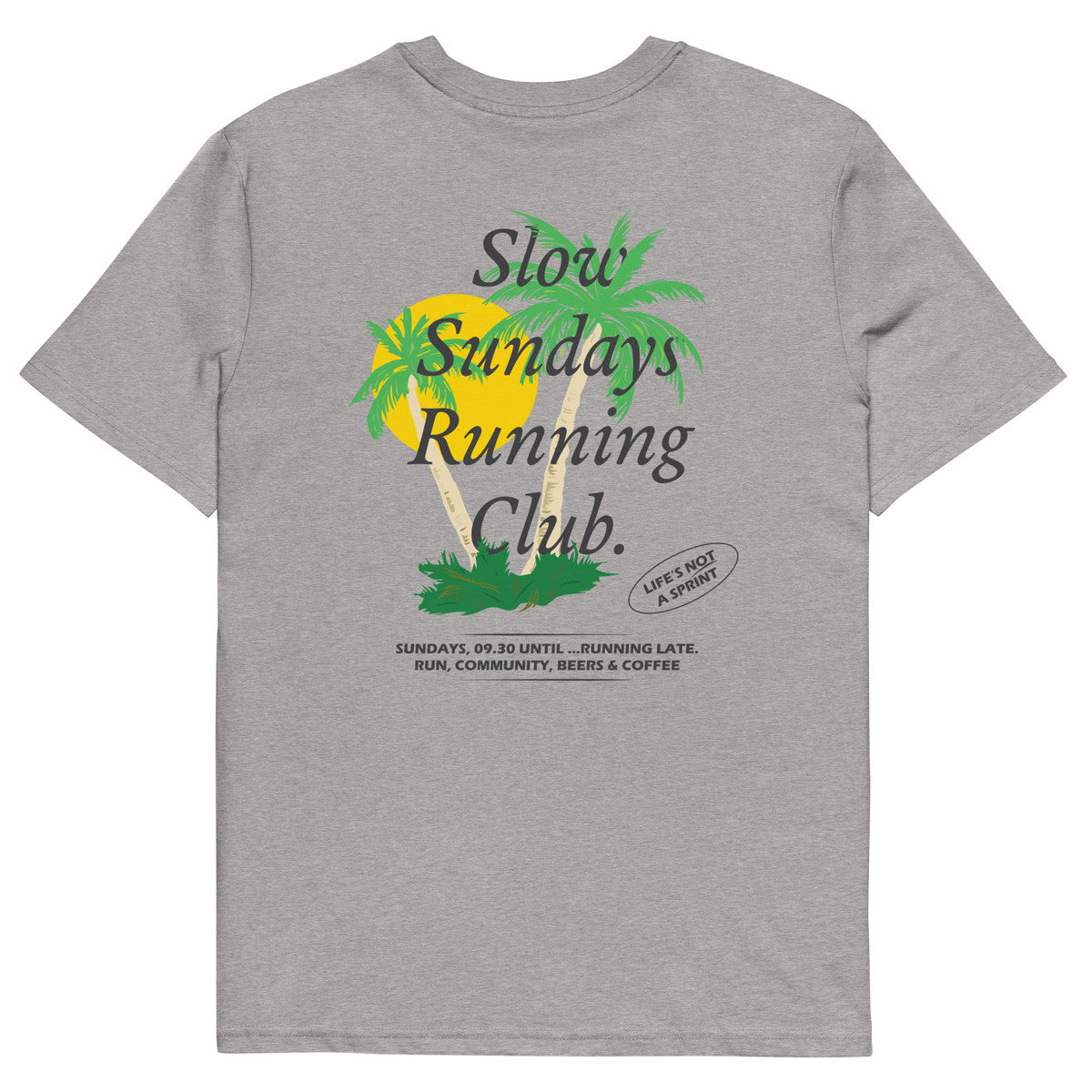 Palm Tree Slow Sundays Running Club Organic Cotton T-Shirt