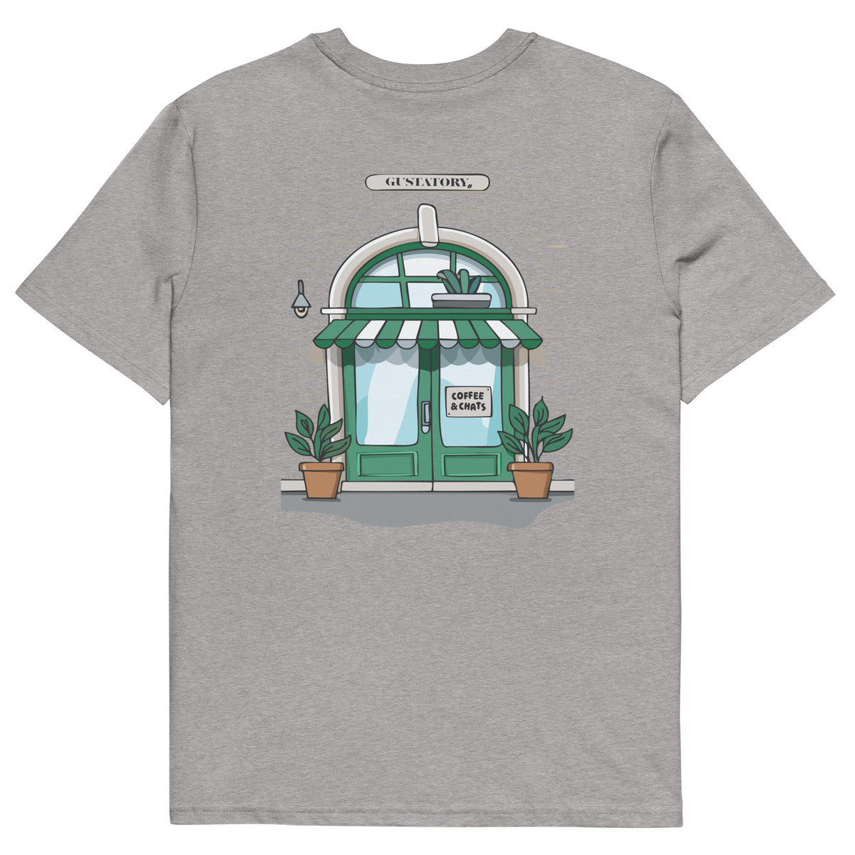 GUSTATORY Coffee &amp; Chats Organic Cotton Embroidered T-Shirt