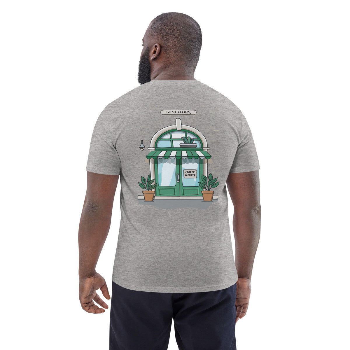 GUSTATORY Coffee &amp; Chats Organic Cotton Embroidered T-Shirt