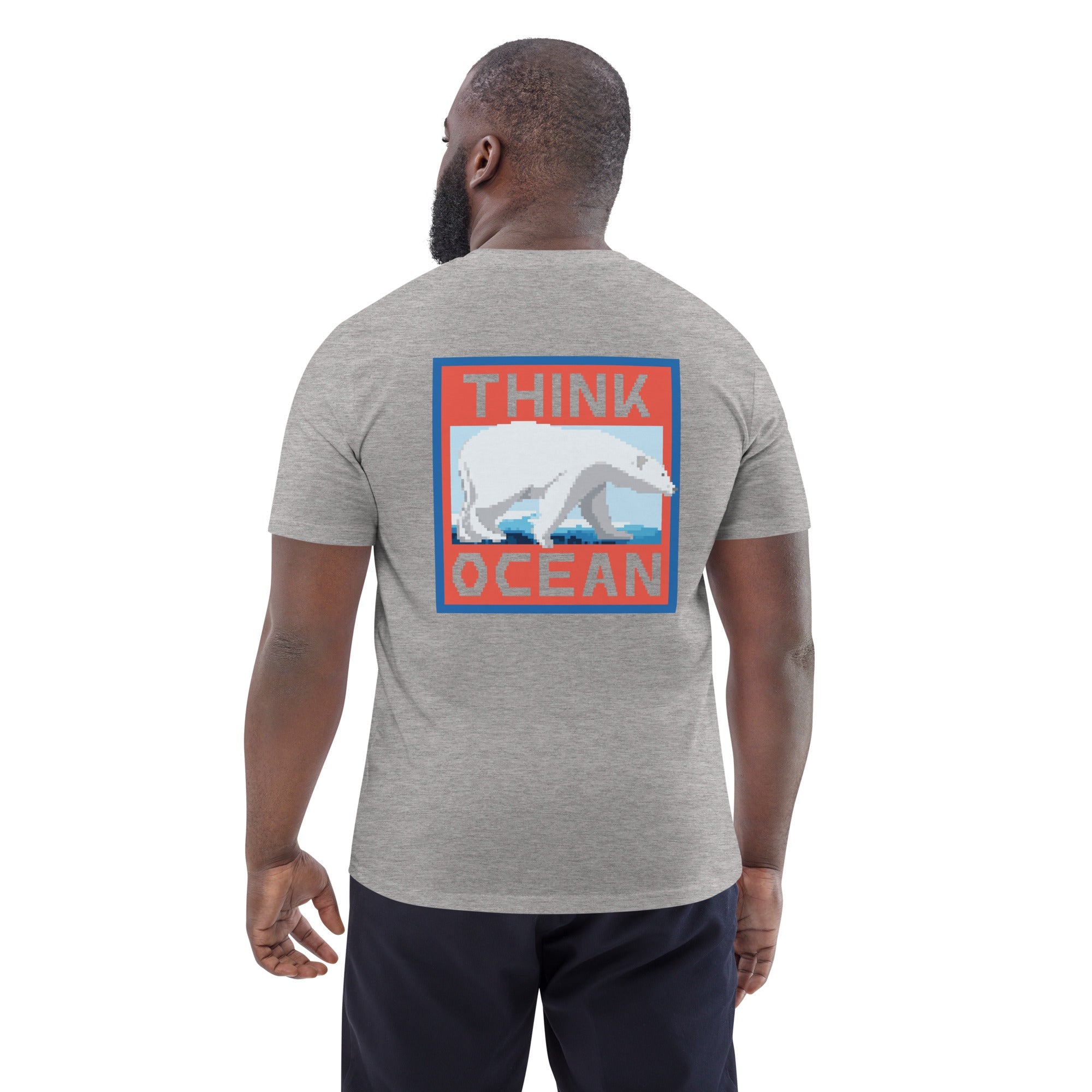 Think Ocean Polar Bear Pixel Art Organic Cotton T-Shirt
