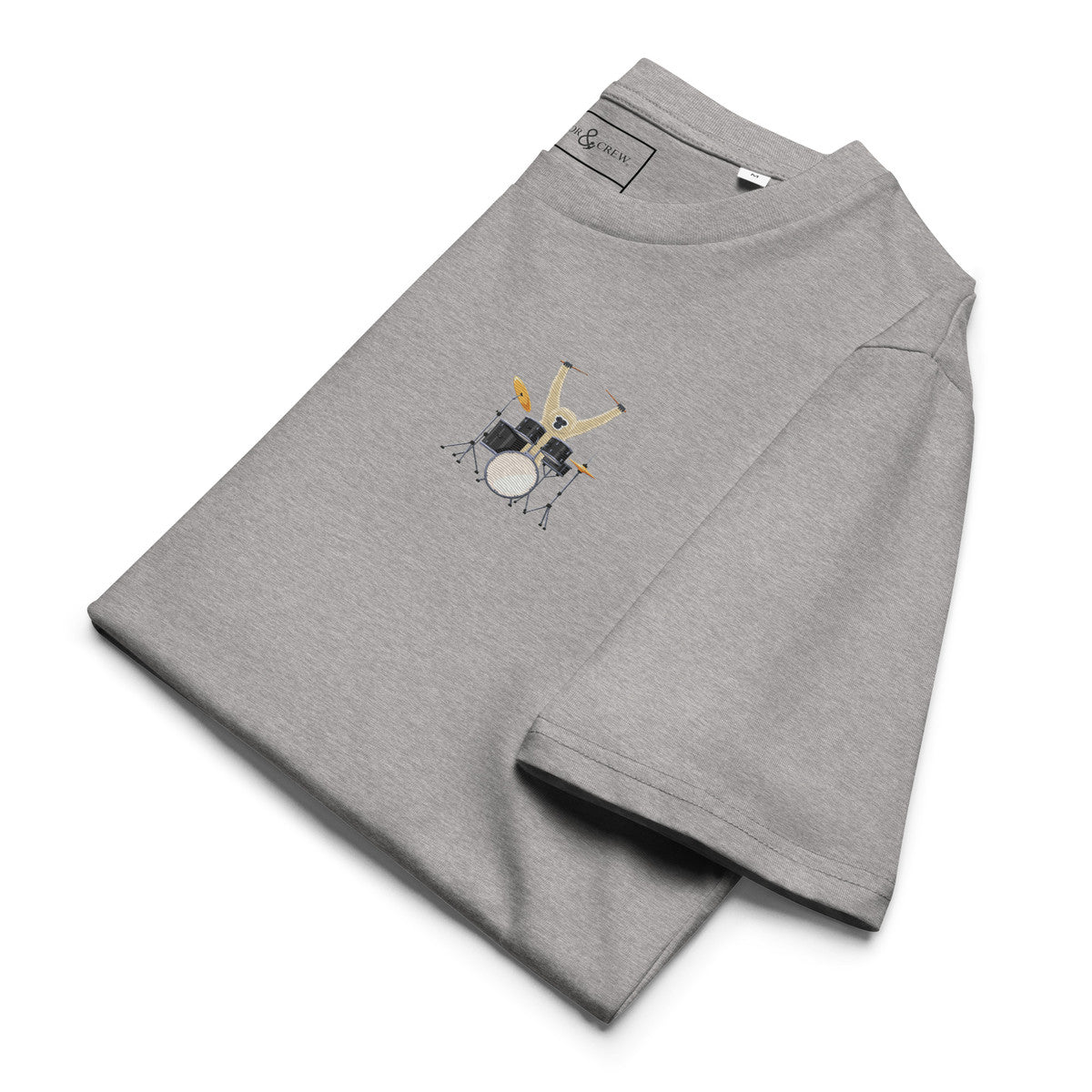 The Drummer Monkey Organic Cotton Embroidered T-Shirt