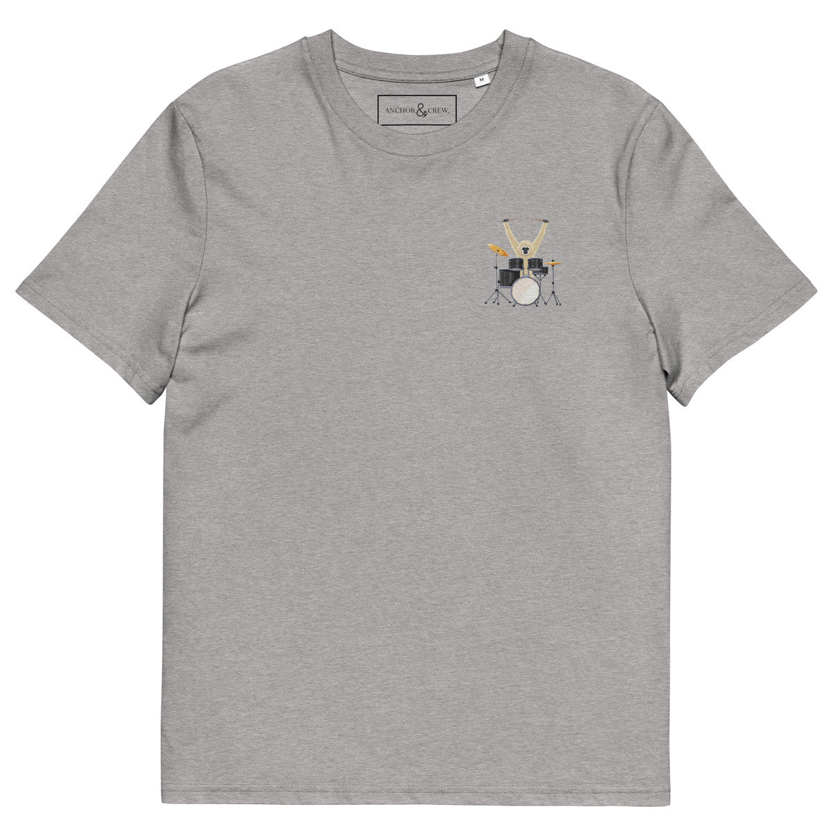 The Drummer Monkey Organic Cotton Embroidered T-Shirt