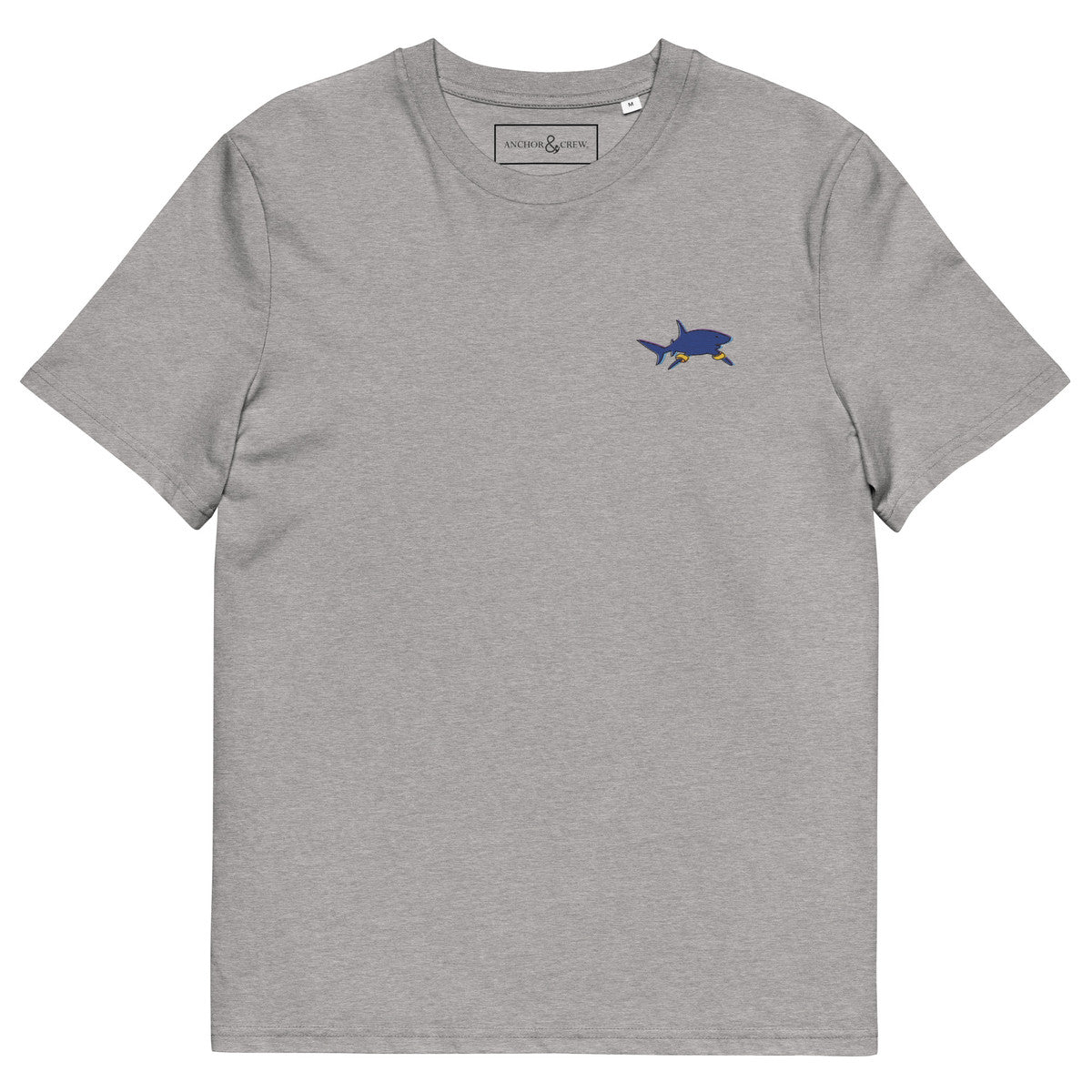 Shark Gone Swimming In The Wild Organic Cotton Embroidered T-Shirt