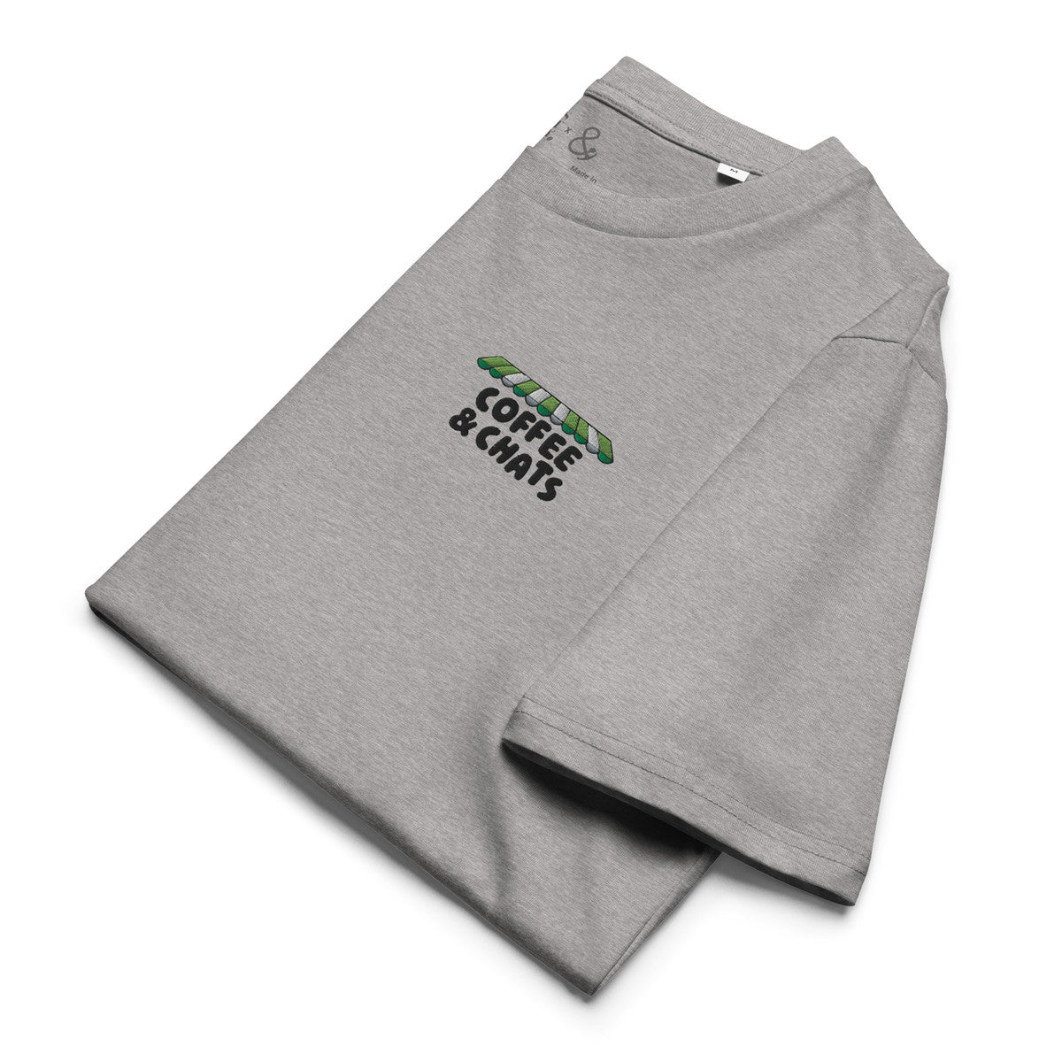 GUSTATORY Coffee &amp; Chats Organic Cotton Embroidered T-Shirt