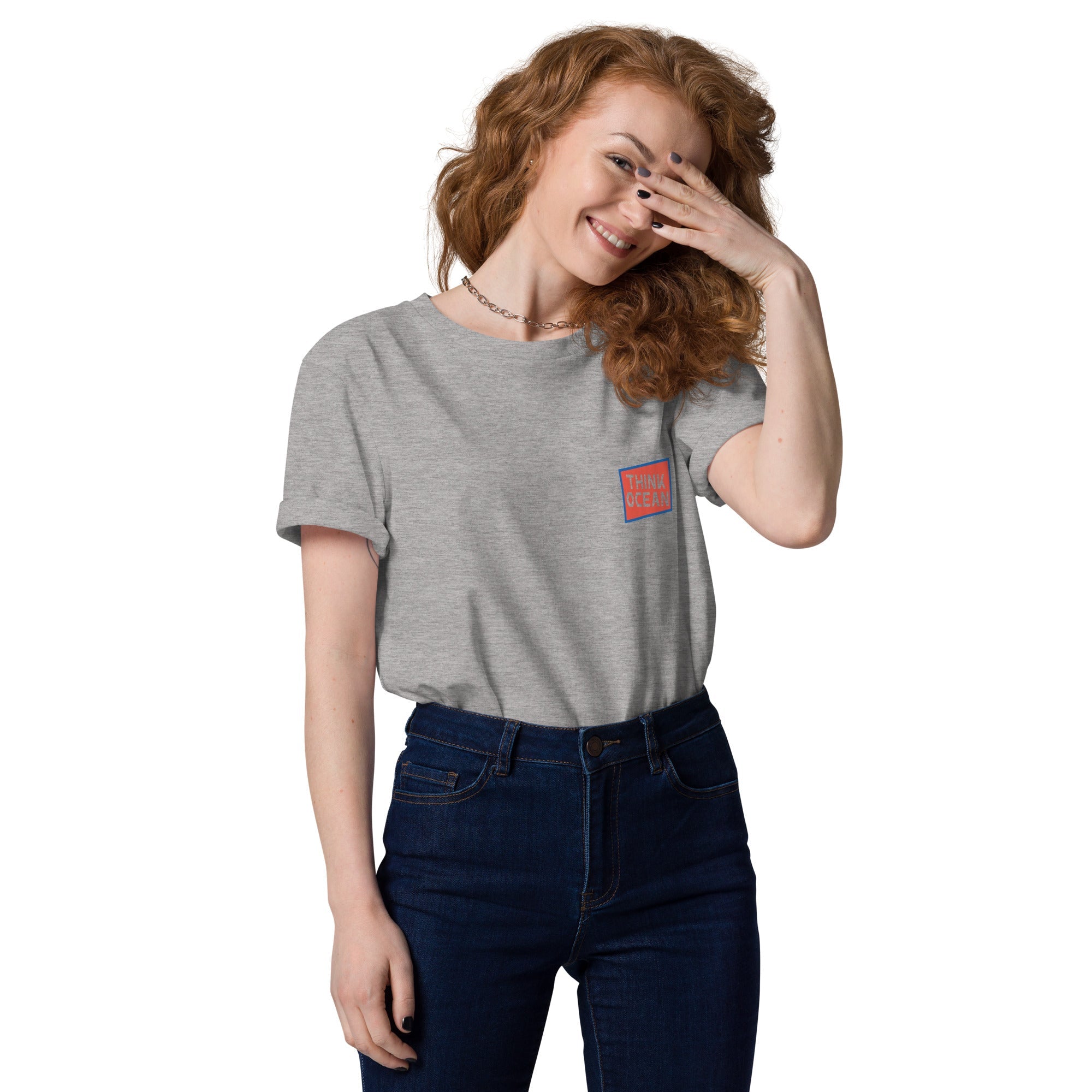 Think Ocean Whale Pixel Art Organic Cotton T-Shirt