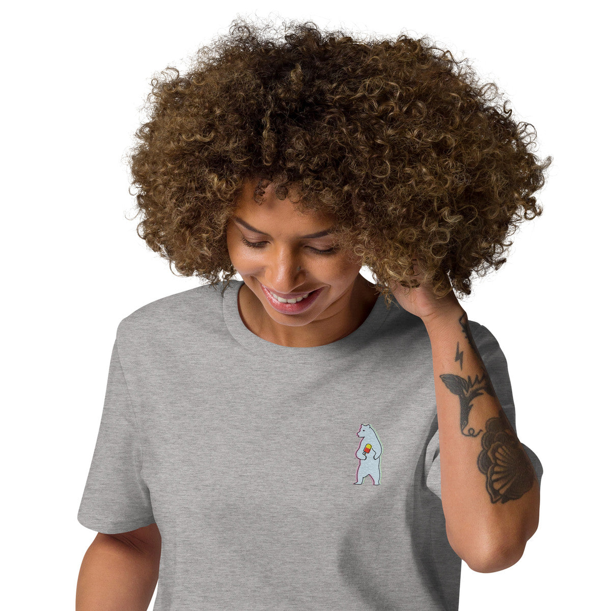 Polar Bear Day Out In The Wild Organic Cotton Embroidered T-Shirt