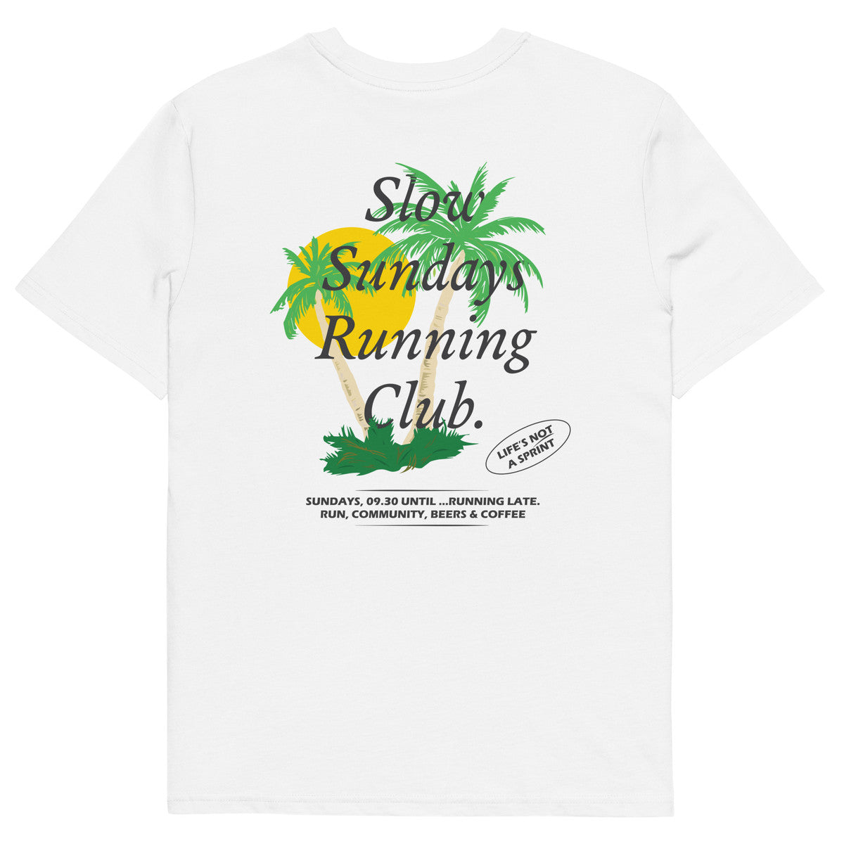 Palm Tree Slow Sundays Running Club Organic Cotton T-Shirt