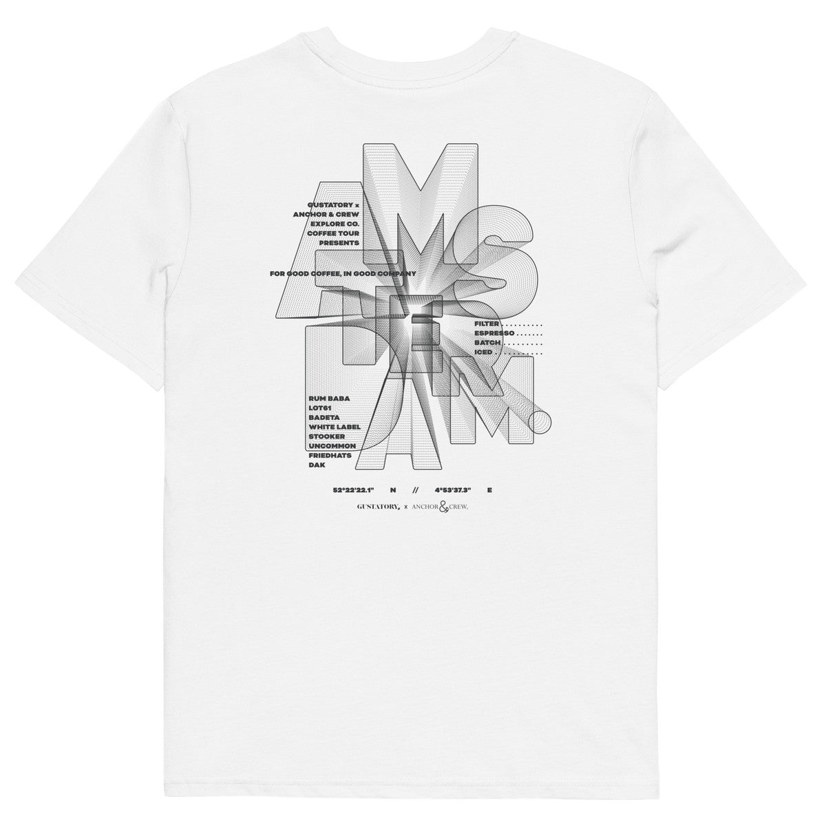 GUSTATORY Amsterdam Coffee Scene Organic Cotton Embroidered T-Shirt