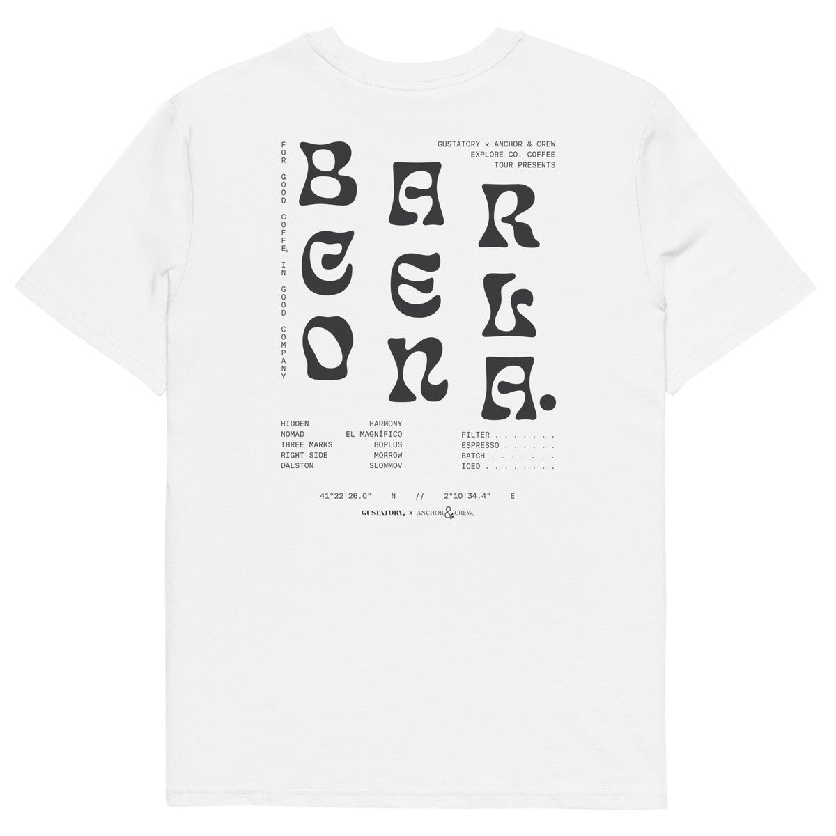 GUSTATORY Barcelona Coffee Scene Organic Cotton Embroidered T-Shirt