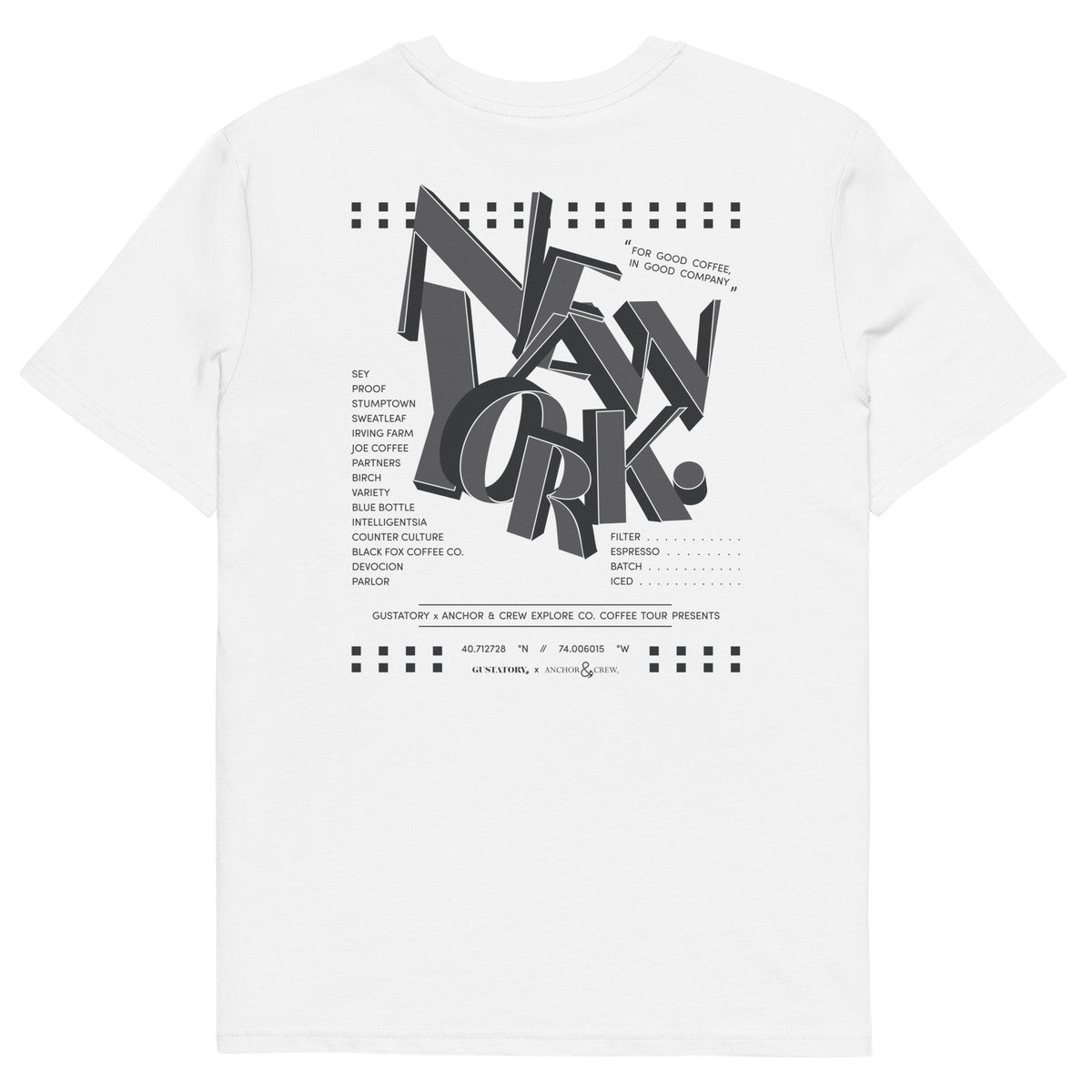 GUSTATORY New York Coffee Scene Organic Cotton Embroidered T-Shirt