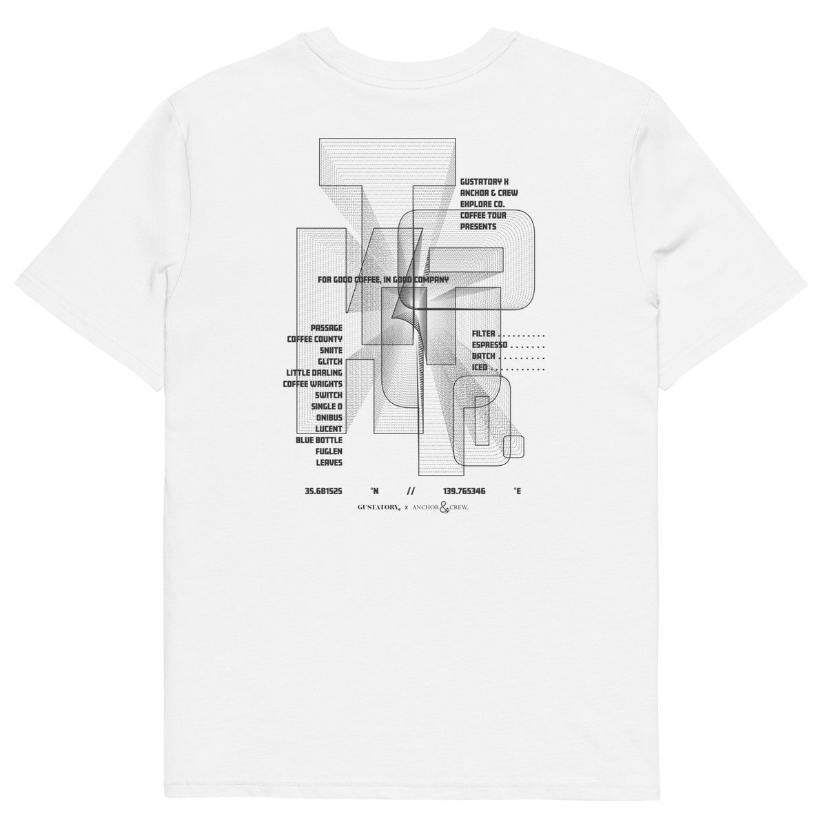 GUSTATORY Tokyo Coffee Scene Organic Cotton Embroidered T-Shirt