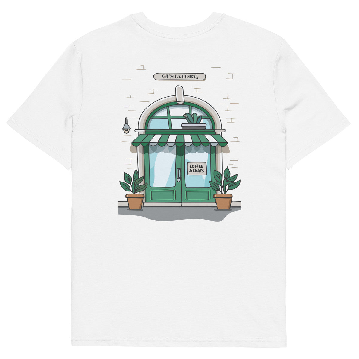 GUSTATORY Coffee &amp; Chats Organic Cotton Embroidered T-Shirt