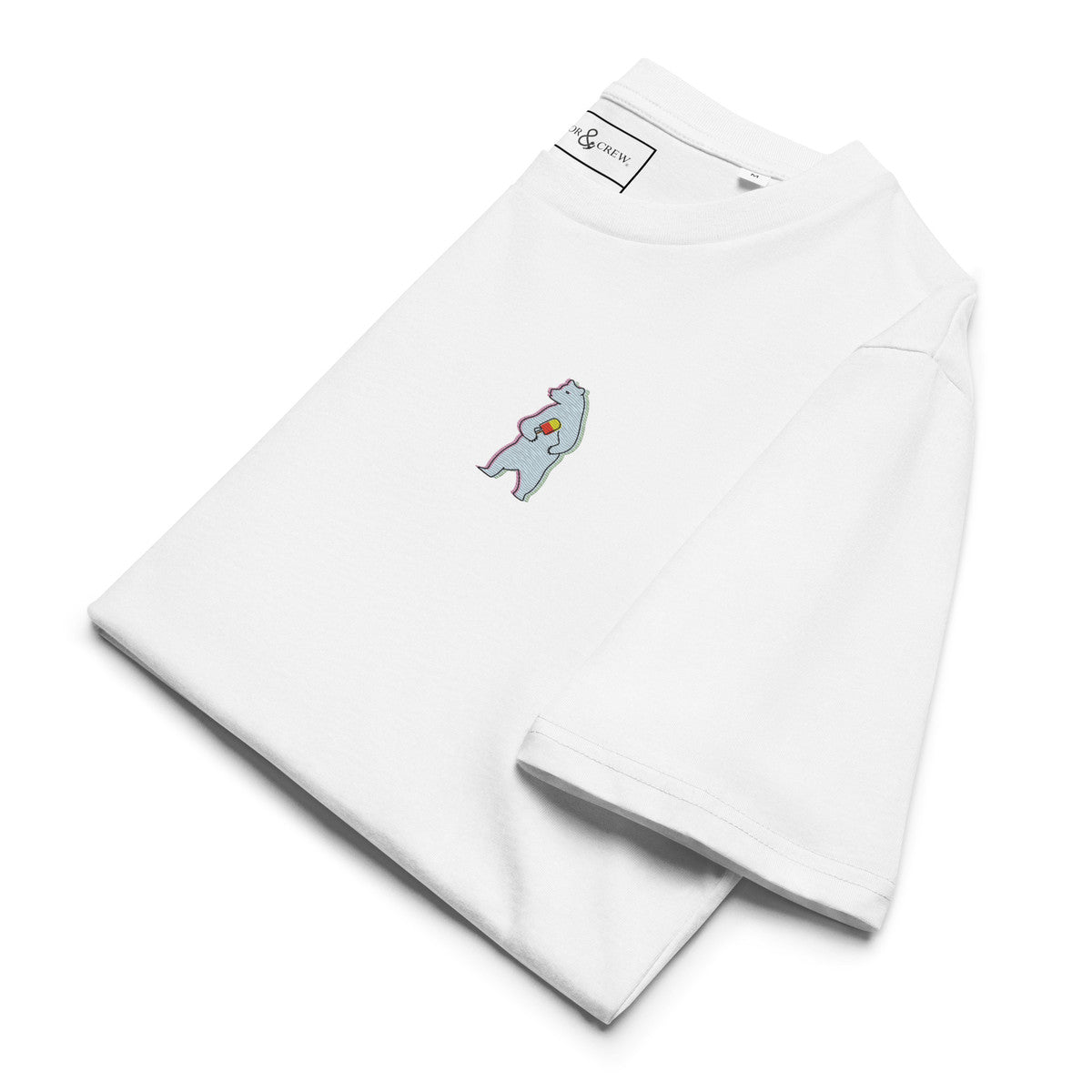 Polar Bear Day Out In The Wild Organic Cotton Embroidered T-Shirt