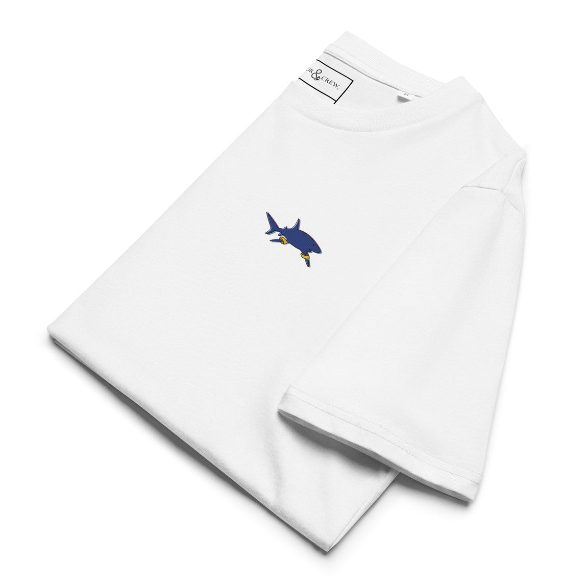Shark Gone Swimming In The Wild Organic Cotton Embroidered T-Shirt