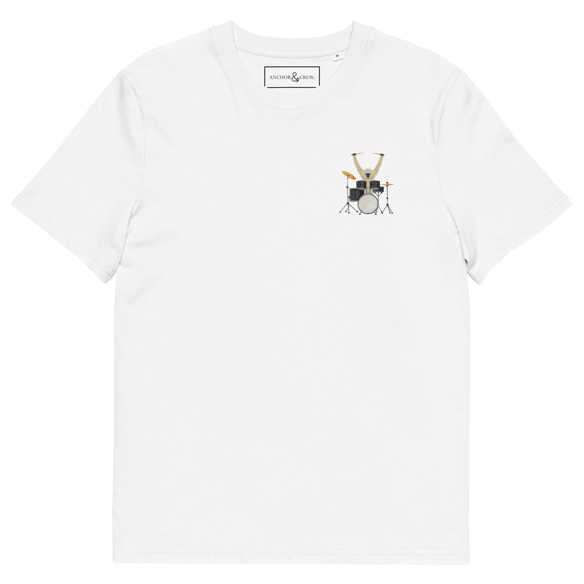 The Drummer Monkey Organic Cotton Embroidered T-Shirt