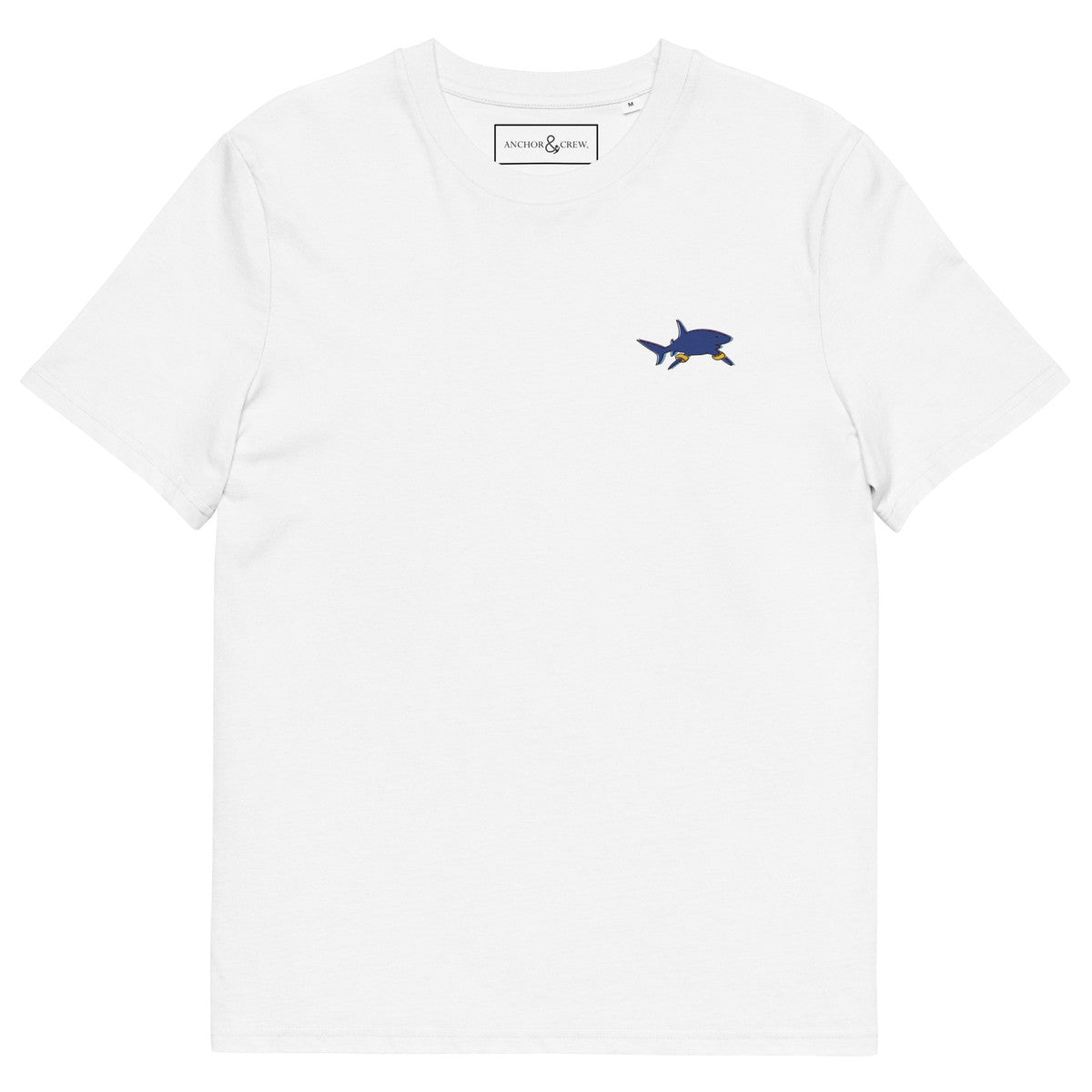 Shark Gone Swimming In The Wild Organic Cotton Embroidered T-Shirt