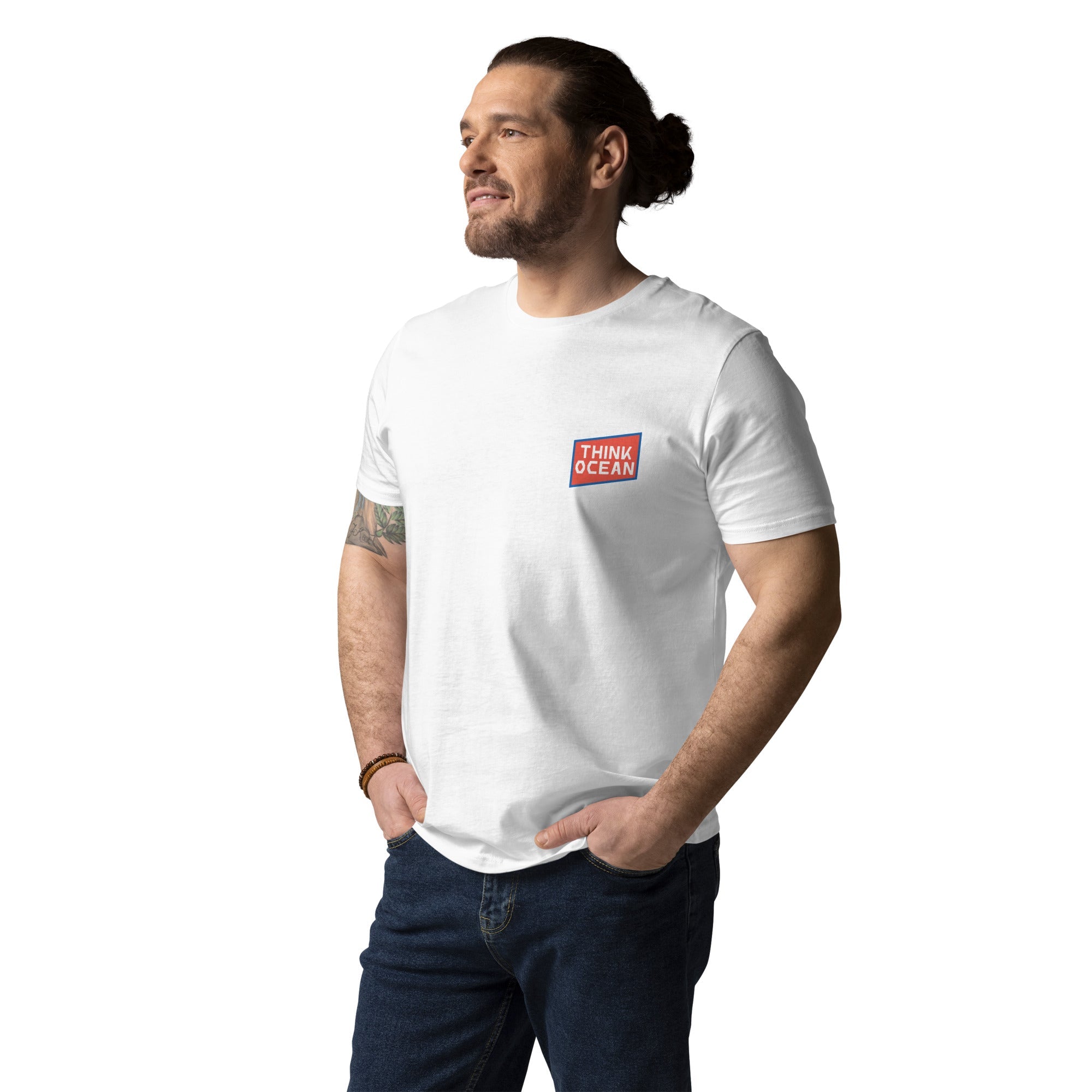Think Ocean Whale Pixel Art Organic Cotton T-Shirt