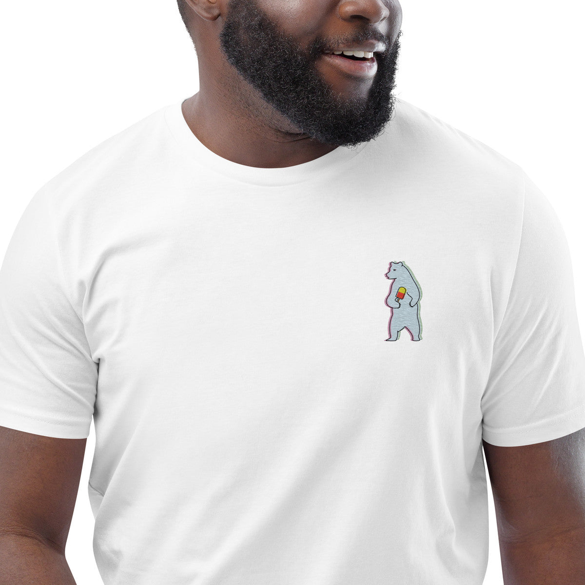 Polar Bear Day Out In The Wild Organic Cotton Embroidered T-Shirt