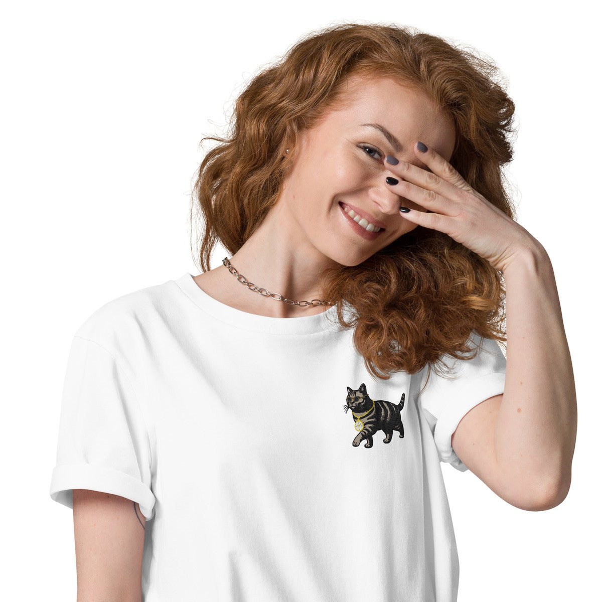 Cool Cat Actual Life Organic Cotton Embroidered T-Shirt