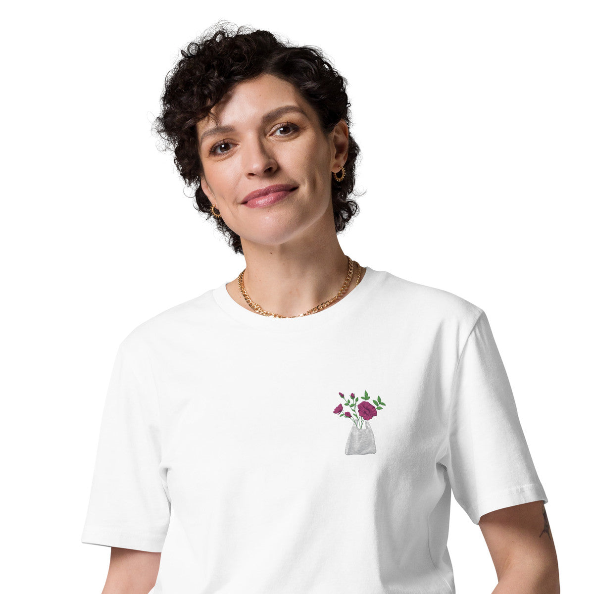 Peony Garden Dystopia Organic Cotton Embroidered T-Shirt