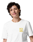 GUSTATORY Coffee Over Bills Organic Cotton Embroidered T-Shirt