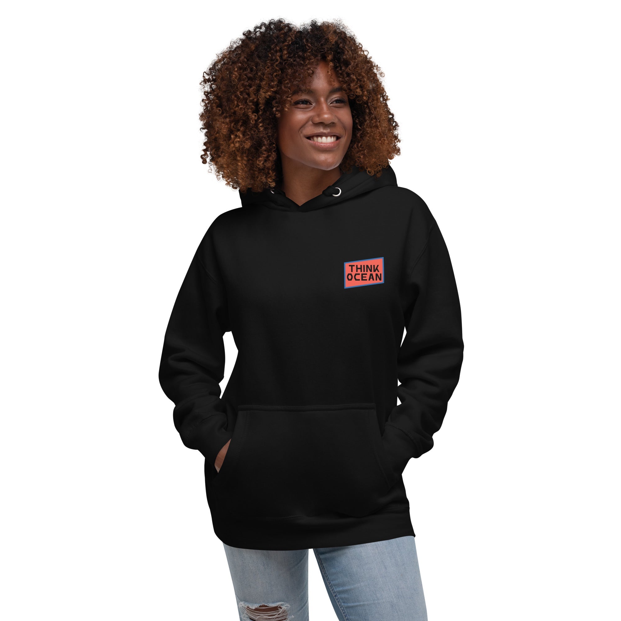 Think Ocean Polar Bear Pixel Art Cotton Blend Hoodie