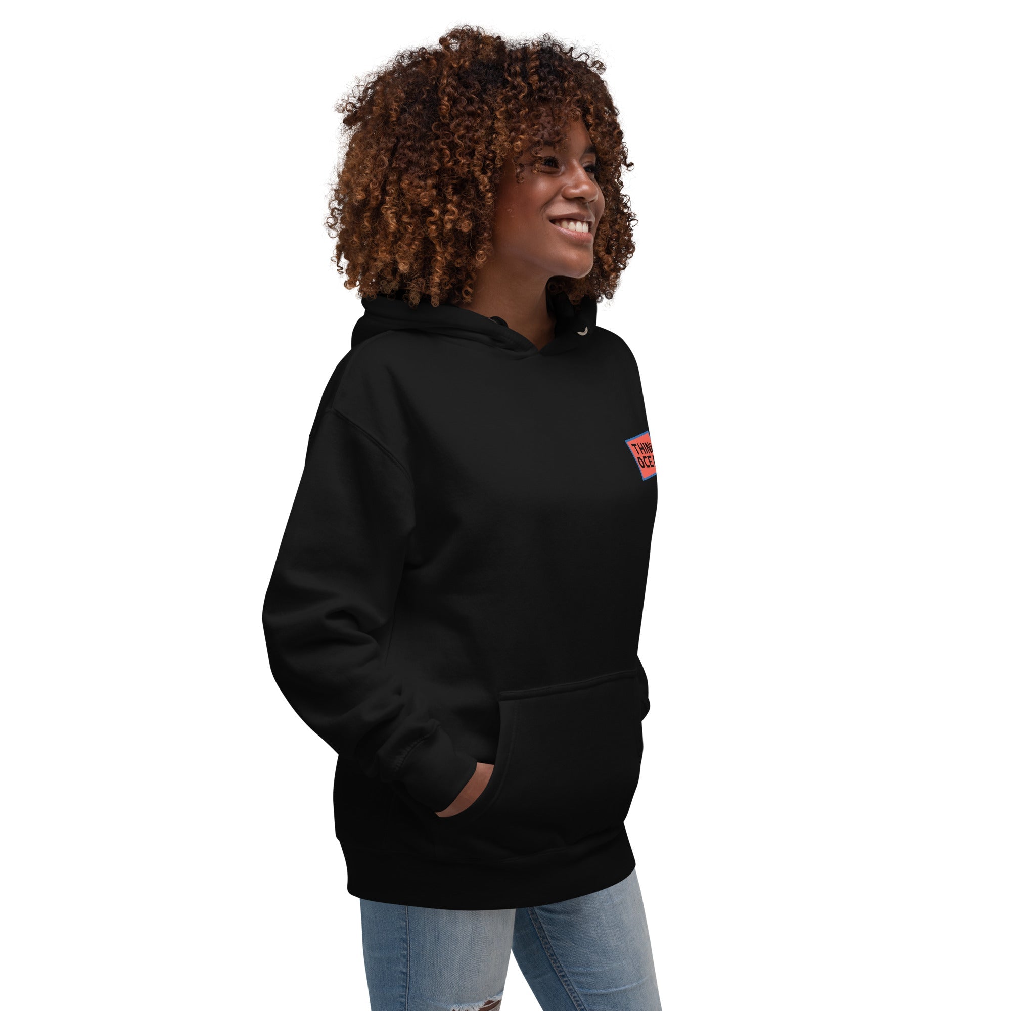 Think Ocean Fish Pixel Art Cotton Blend Hoodie