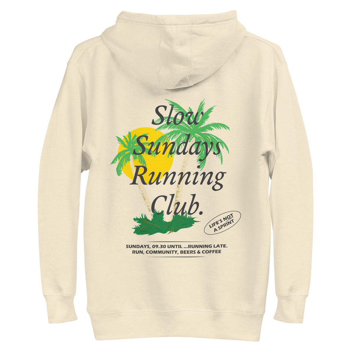 Palm Tree Slow Sundays Running Club Cotton Blend Hoodie