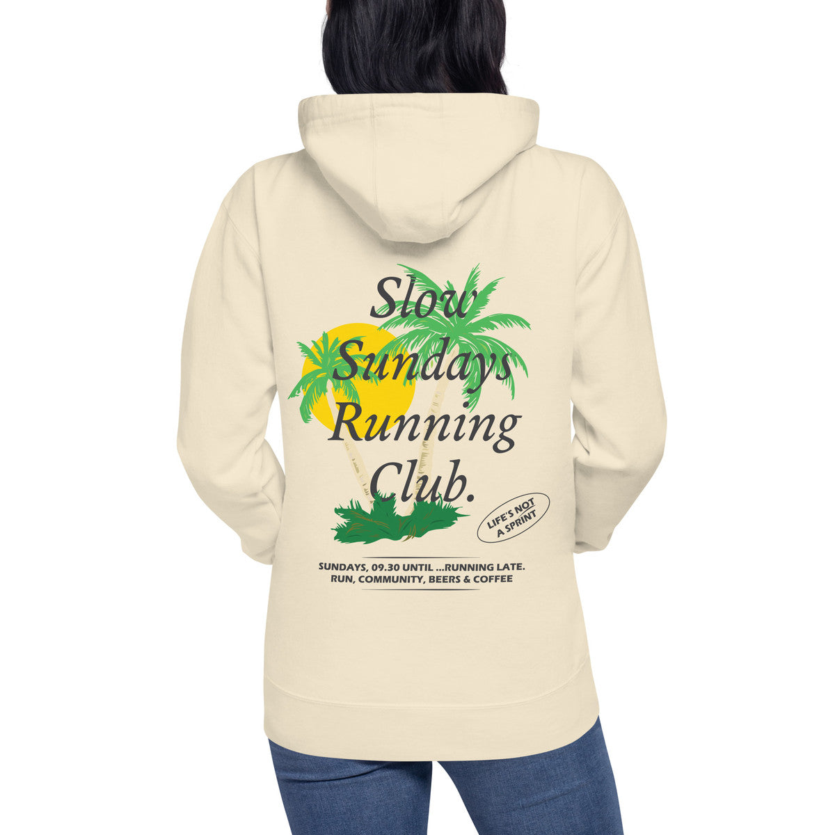 Palm Tree Slow Sundays Running Club Cotton Blend Hoodie