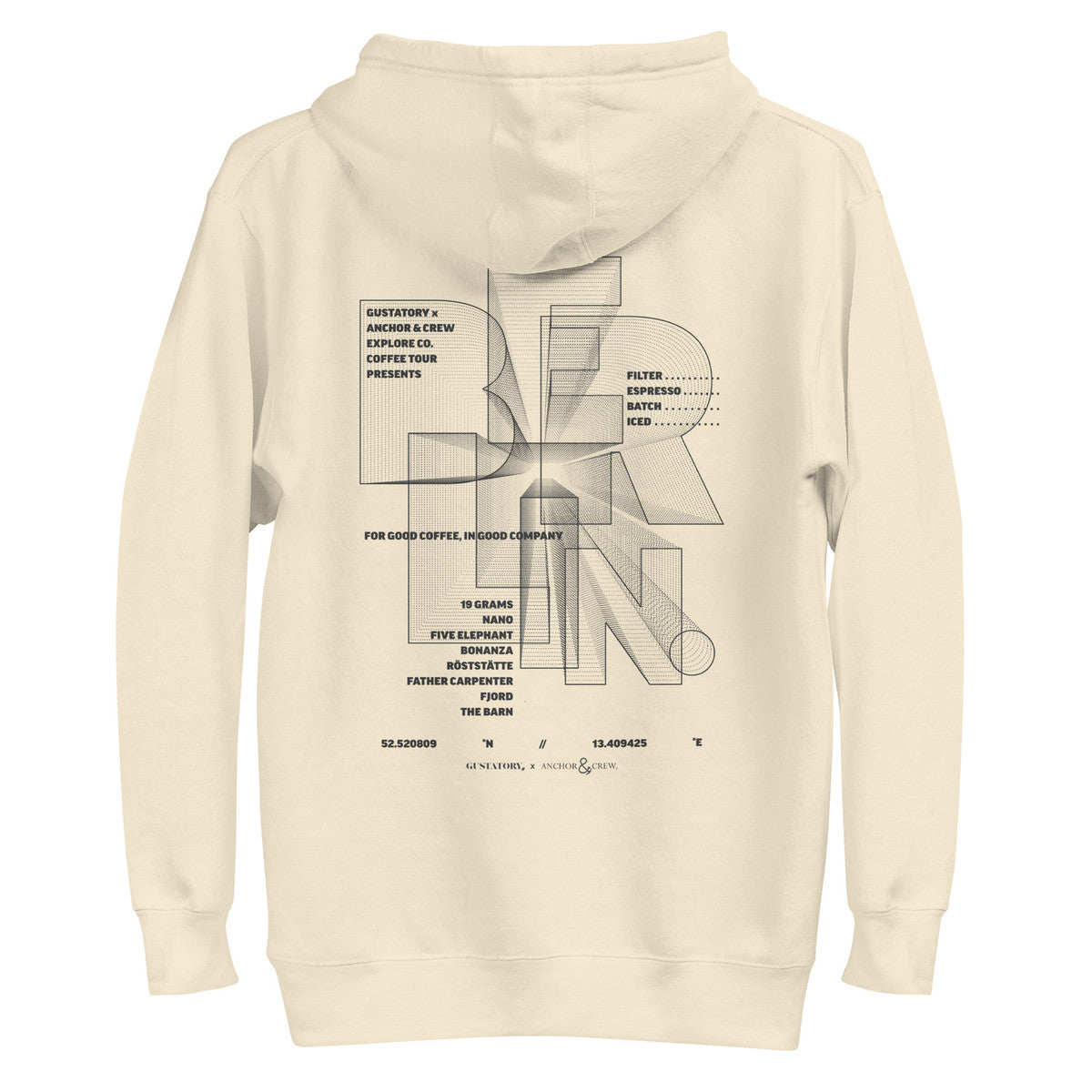 GUSTATORY Berlin Coffee Scene Cotton Blend Embroidered Hoodie
